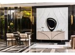 Sala Da Pranzo Set Beige Tavolo 4X Sedie Design Credenza Mobili Moderni 6 Pezzi