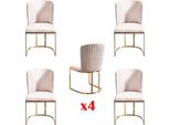 Sedia 4X Sedie Gruppo Set Soggiorno Sala Da Pranzo Stile Tessile Mobili Moderni