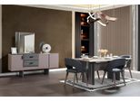 Set Sala Da Pranzo Moderna Tavolo Da Pranzo 6X Sedie Credenza Con Specchio 8 Pezzi