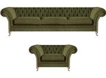 Divani Chestefield Couch Designer Textile Seat Upholstery Set 2Pcs Mobili Imbottiti