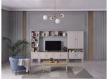 Parete Attrezzata Soggiorno Parete Porta Tv Legno Rtv Lowboard Grigio Set Di Mensole