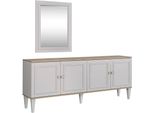 Set Credenza Con Specchio Credenza Cassettiera Sala Da Pranzo Legno Grigio
