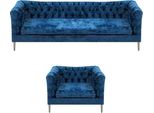 Set Di Divani In Tessuto Blu Divano Moderno Di Design Divano A Tre Posti Poltrona Chesterfield