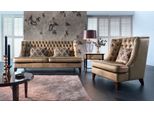Set Di Divani Set Di Divani A 3 Posti Poltrona Chesterfield Moderna In Tessuto Marrone 3 Pezzi