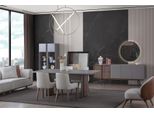 Set Sala Da Pranzo Composto Da Tavolo Da Pranzo 4X Sedie E Credenza Con Specchio 7 Pezzi.