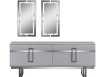 Set Da Sala Da Pranzo In Stile Novità Composto Da Credenza Moderna A 3 Pezzi E 2X Specchio