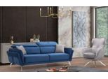 Squisito Set Di Divani Blu A Tre Posti Poltrona Di Design Mobili Imbottiti