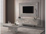Parete Attrezzata Di Lusso Porta Tv Pannello Da Parete Tavolino Rtv Lowboard 3 Pezzi Bianco