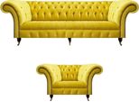 Set Di Divani Chesterfield In Tessuto Divano Divano Imbottito Tessuto Poltrona Nuovo