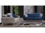Set Di Divani Imbottiti Di Design In Tessuto Grigio-Blu Divani Di Lusso 2X 3 Posti