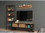 Soggiorno Tv Stand Libreria Rtv Lowboard Legno Marrone Set 3Pcs