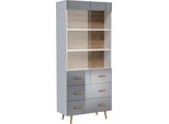 Vetrina Credenza Armadio Scaffale Stile Moderno Collezione Soggiorno Vetrine Grigio