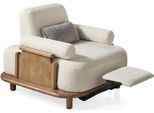 Poltrona Bianca Di Design Con Poggiapiedi Soggiorno Tessile Monoposto Lusso