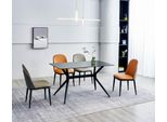 Set Sala Da Pranzo Tavolo Da Pranzo Di Design 4X Sedie Imbottite Mobili In Acciaio Inox 5 Pezzi