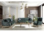 Set Di Divani Di Alta Qualità Tre Posti Poltrona Divano Divano Imbottito Tessuto Divano Verde 3Pcs
