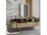 Credenza Con Specchio Cassettiera Oro Acciaio Inox Legno Mobili