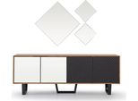 Set Da Pranzo Moderno Composto Da Una Credenza Di 4 Pezzi Con 3X Specchio Novità