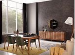 Set Sala Da Pranzo Moderna Tavolo Da Pranzo 4X Sedie Credenza Specchio Verde Lucido