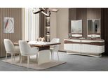 Sala Da Pranzo Completa Tavolo Da Pranzo 4X Sedie Imbottite Credenza 2X Specchio Bianco 8 Pezzi
