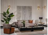 Set Divano Tre Posti Poltrona Set Tavolino 6 Pezzi Soggiorno Grigio