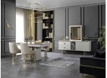 Set Sala Da Pranzo Tavolo 4X Sedie Design Credenza Mobili Moderni Bianco