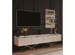 Set Da Salotto Di Lusso Porta Tv E Armadio A Muro Mobili In Legno Eleganti, Nuovi