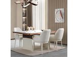 Set Sala Da Pranzo Tavolo Da Pranzo Bianco 4X Sedie Imbottite Mobili Sala Da Pranzo Mobili 5 Pezzi