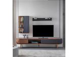 Set Da Salotto Moderno Mobile Tv Marrone Di Lusso Armadio A Muro Mensole