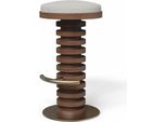 Casa Padrino Sgabello In Legno Massiccio Marrone / Crema / Ottone H. 75 Cm -