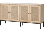 Vevor Mobile In Rattan Cassettiera In Rattan Con 4 Ante Magnetiche E Ripiani Regolabili, Credenza Buffet