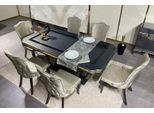 Set Sala Da Pranzo 9 Pezzi Tavolo Da Pranzo + 6X Sedie Credenza Con Specchio Grigio Nuovo