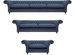 Set Completo Di Divani Blu Per Il Soggiorno Design Arredamento Moderno Chesterfield