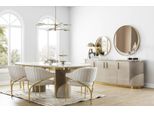 Set Sala Da Pranzo 10 Pezzi Tavolo Di Lusso 6X Sedia Credenza Specchio Mobili Legno