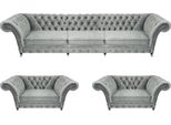 Set Di Divani Grigi A 3 Pezzi Per Il Soggiorno Mobili Imbottiti Chesterfield