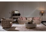 Set Divano Divano 3 Posti Poltrona Tavolino Cassettiera Tessuto Beige 5Pz