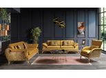 Set Di Divani Moderni A Tre Posti Poltrona Divano Imbottito Divano In Tessuto Divano Giallo 3Pcs