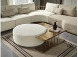 Sgabello Soggiorno Nuovo Legno Con Rivestimento Design Tessile Bianco Moderno