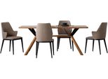 Tavolo Da Pranzo Set Sala Da Pranzo Tavolo Sedie 5Pcs Legno Marrone