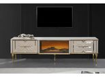 Credenza Da Salotto Bianca + Oro Camino Di Lusso Rtv Lowboard Esclusivo