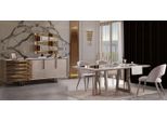 Lusso Zona Pranzo Set Da Pranzo Sala Da Pranzo Tavolo Sedie Beige Legno Set 8Pcs