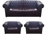 Design Chesterfield Divano Imbottito Di Lusso Set Di Sedute 2X Poltrona In Pelle
