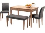Set Sala Da Pranzo Tavolo Da Pranzo 2X Sedie Panca Tavolo In Legno Sedia Imbottita Grigio Beige
