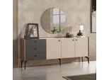 Credenza Con Specchio Mobili In Legno Stile Lusso Moderno Set Di 2 Pezzi Nuovo