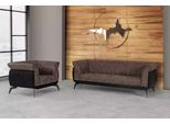Set Di Divani Marrone A Tre Posti Poltrona Studio Mobili Divano Set 2 Pezzi
