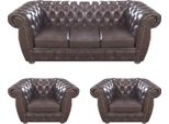 Set Di Divani In Pelle Chesterfield Mobili Imbottiti Soggiorno Design Sedute Mobili