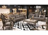 Set Divano Chesterfield Grigio Classico 3+3+1 Posti Tavolino 4 Pezzi