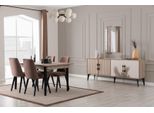 Set Per Sala Da Pranzo Marrone Tavolo Da Pranzo Di Lusso 4X Sedie Credenza Specchio