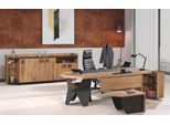Set Di Scrivanie Per Ufficio 4 Pezzi In Legno Marrone Cassettiera Grande