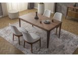 Set Sala Da Pranzo Tavolo Da Pranzo Marrone Lussuose Sedie Imbottite Bianche 6X 7 Pezzi