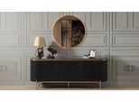 Set Da Sala Da Pranzo In 2 Pezzi Composto Da Una Lussuosa Credenza Nera E Da Uno Specchio